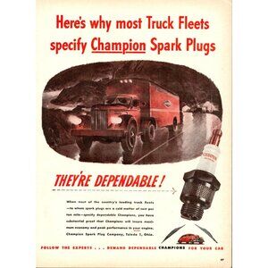 1946 Champion Spark Plugs Vintage Print Ad (L7)
